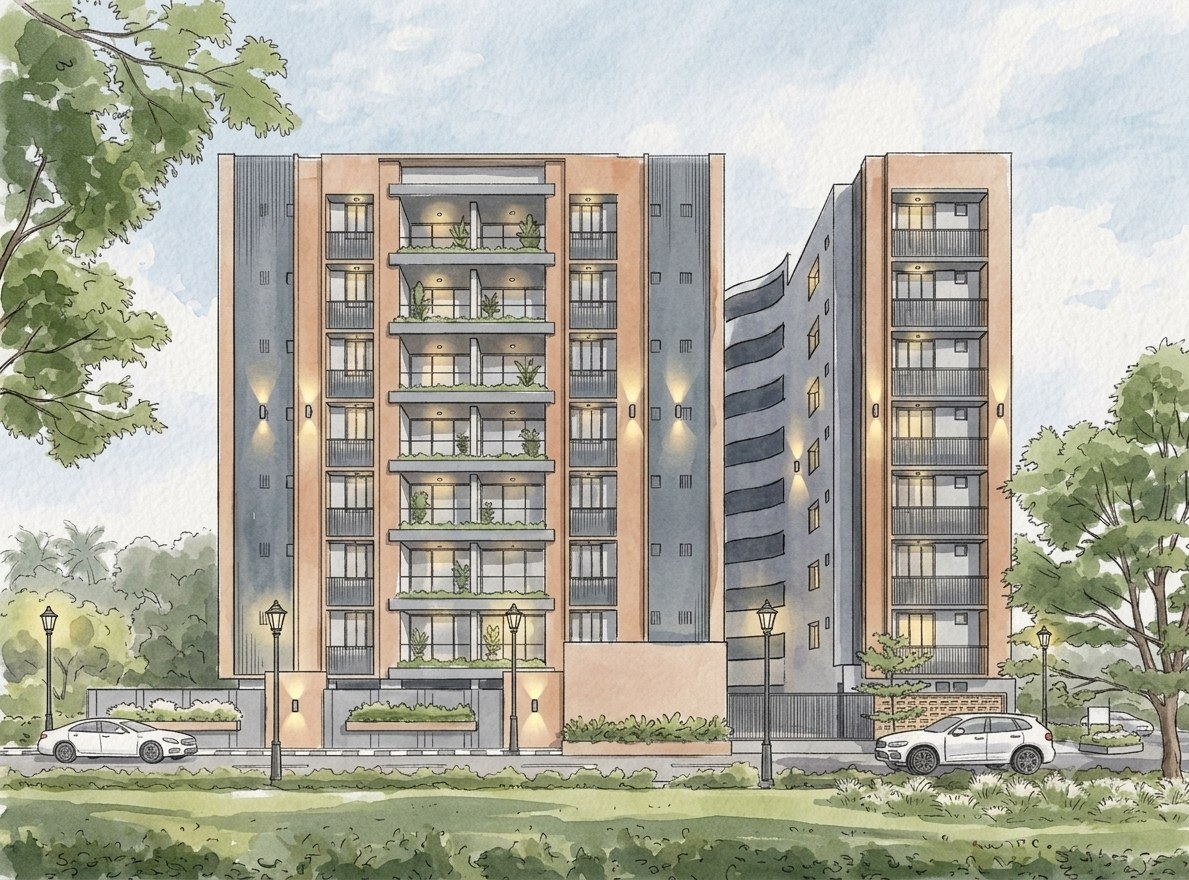 Neelkanth Heights, a residential project by Pathway Design Studio in Hasol, Ahmedabad