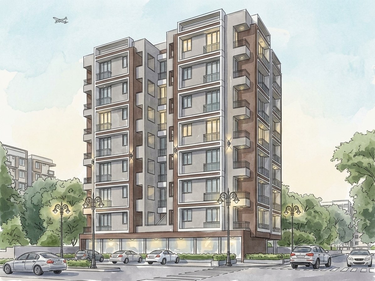 Paras Elegance, a mixed-use project by Pathway Design Studio in Khodiyar, Gandhinagar