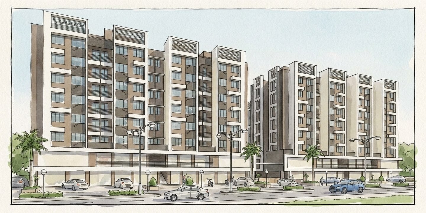 Pavitra Enclave, a mixed-use project by Pathway Design Studio in Chandkheda, Ahmedabad
