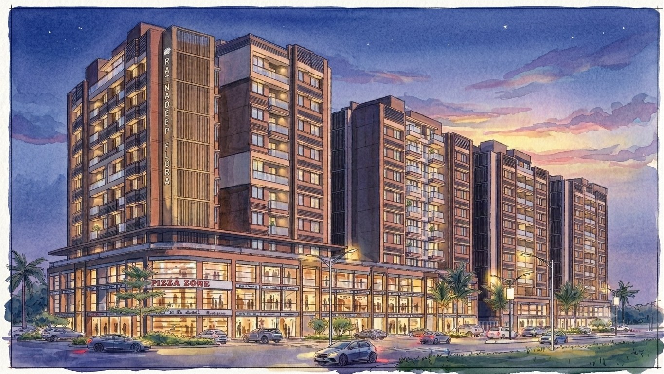 Ratnadeep Floora, a mixed-use project by Pathway Design Studio in Ranip, Ahmedabad