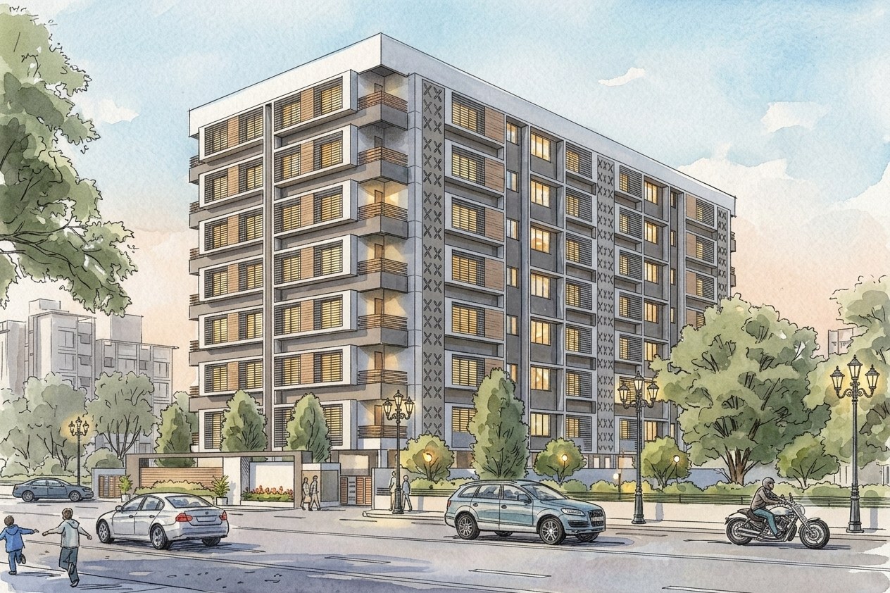 Samarth Heights, a residential project by Pathway Design Studio at Science City, Ahmedabad