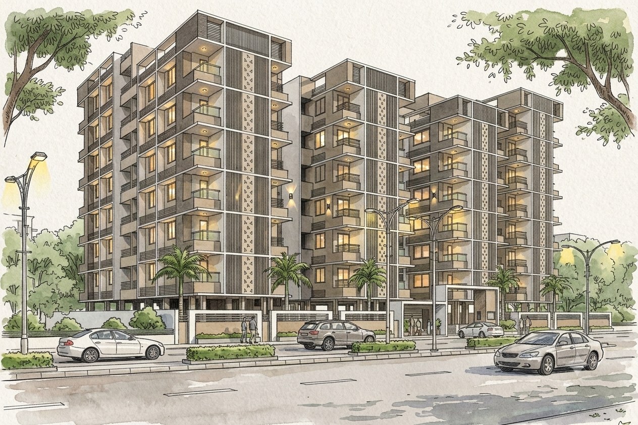 Sudarshan Sky, a residential project by Pathway Design Studio at Science City, Ahmedabad