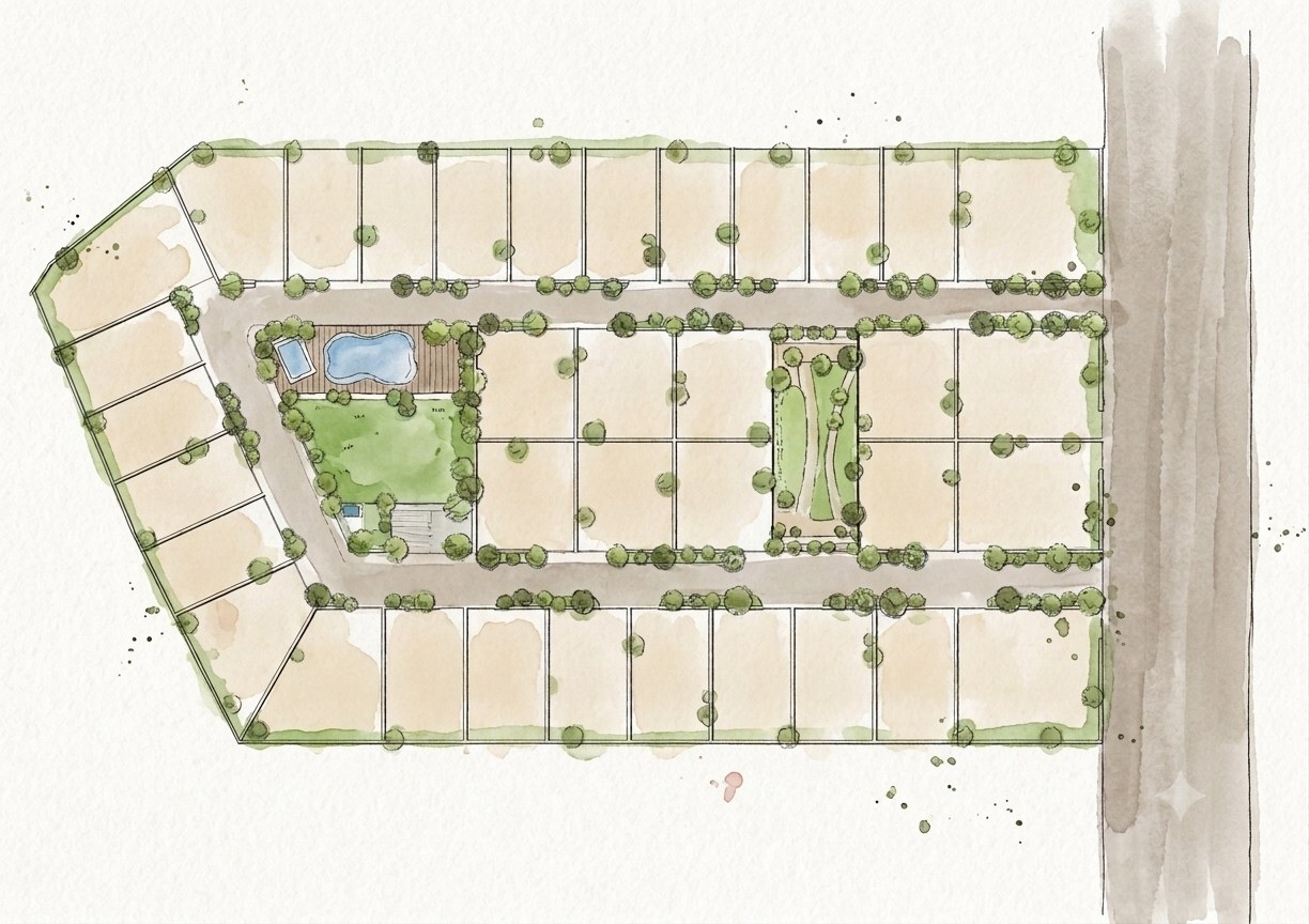 The 36 Nest, a residential plotting project by Pathway Design Studio at New Science City Road, Ahmedabad